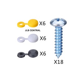 36 Piece Screws and Caps for Car Number Plate, License Plate, Car registration. White, Yellow and Black Caps with Screws, Plate Fittings for Car, Motorbike, Caravan, Vehicle Registration JLB Central
