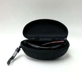 Unbranded Black Sunglasses Case Hard Canvas Zippered W/ Clip Hanger & Belt Loop