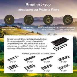 Decor Grates FRP310 Pristene Air Filter Retainer For Decor Grates Registers, 3" By 10", 4 Pack , Black