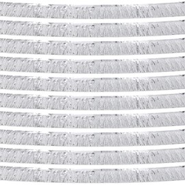 Pack of 10 10 Feet Silver Fringe Garland Metallic Wall Metallic Foils Hanging Tinsel Fringe Banner for Parade Floats Birthday Party Decoration Wedding Christmas New Year Decoration (Silver)
