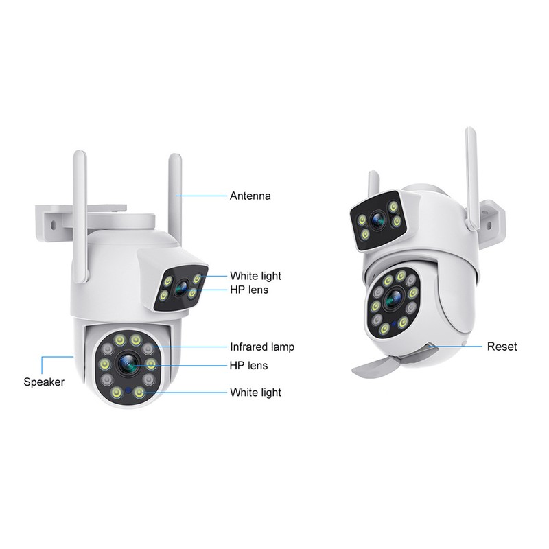 Dual Lens Security Camera 360° Pan Tilt Wireless Surveillance Camera