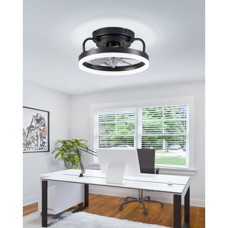 JHSYCH Ceiling Fan with Lights, Low Profile Ceiling Fans with
