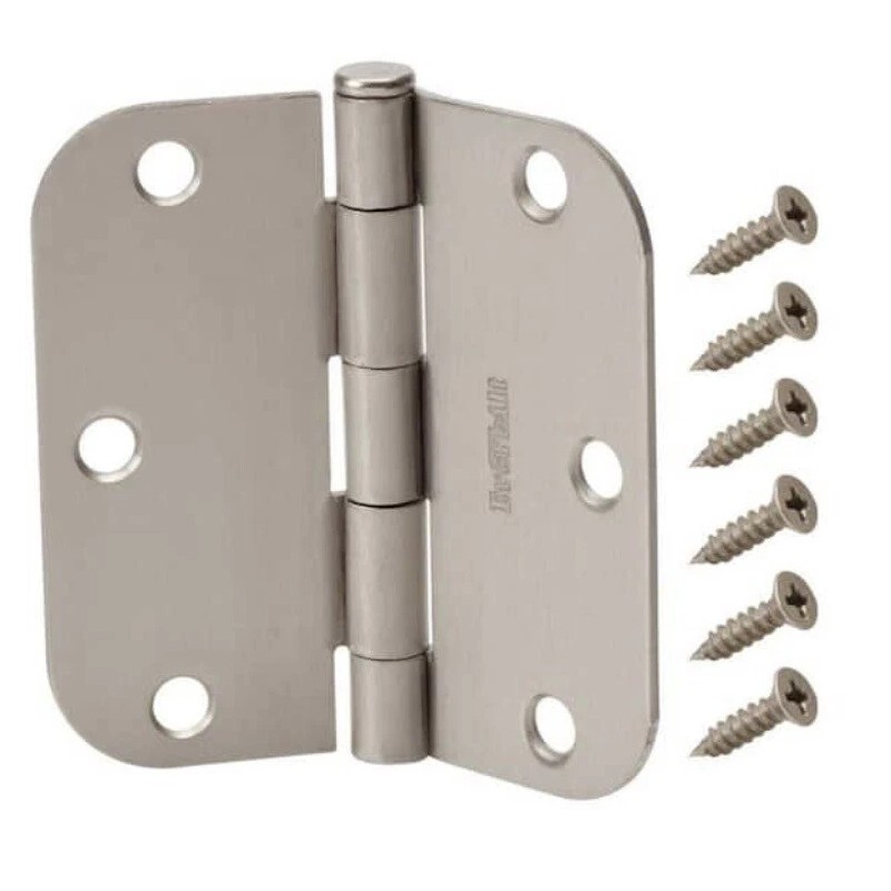 Everbilt 3-1/2" Satin Nickel 5/8" Radius Smooth Action Door Hinges,