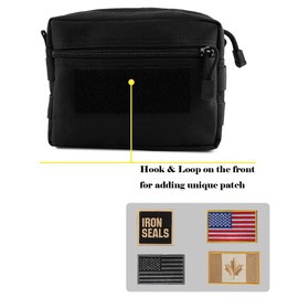 IronSeals MOLLE Pouch, 2 Pack Multi-Purpose Tactical Compact Water-Resistant Utility Gadget Gear EDC Pouch, Black, One Size