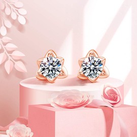 S.White Women's Earrings, Popular, Finest Cubic Zirconia Earrings, Hana, "Flower Story", 18K Gold Earrings, Hypoallergenic, 925 Silver, Women's Accessories, Gift, Silver