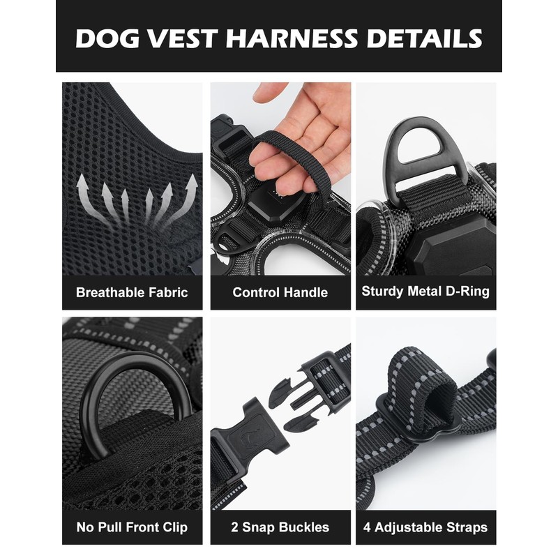 Joytale Light Up Dog Harness, No Pull Dog Harness USB