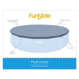 Funsicle 20 Feet Round Frame Seasonal Debris Above Ground Swimming Pool Cover with Drain Holes and Adjustable String Lock, Accessory Only, Gray