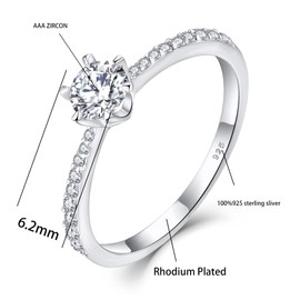 starchenie Women's Rings Sterling Silver 925 3A Cubic Zirconia Engagement Ring for Women, Sterling Silver, Cubic Zirconia