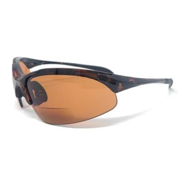 Generic The Competitor Bifocal Sun Reader Semi Rimless Sport and Wrap Around Reading sunglasses + 1.50 Tortoise / Light Amber