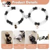 Matching Couple Bracelets, 2 pcs Black White Cat Bead Bracelet