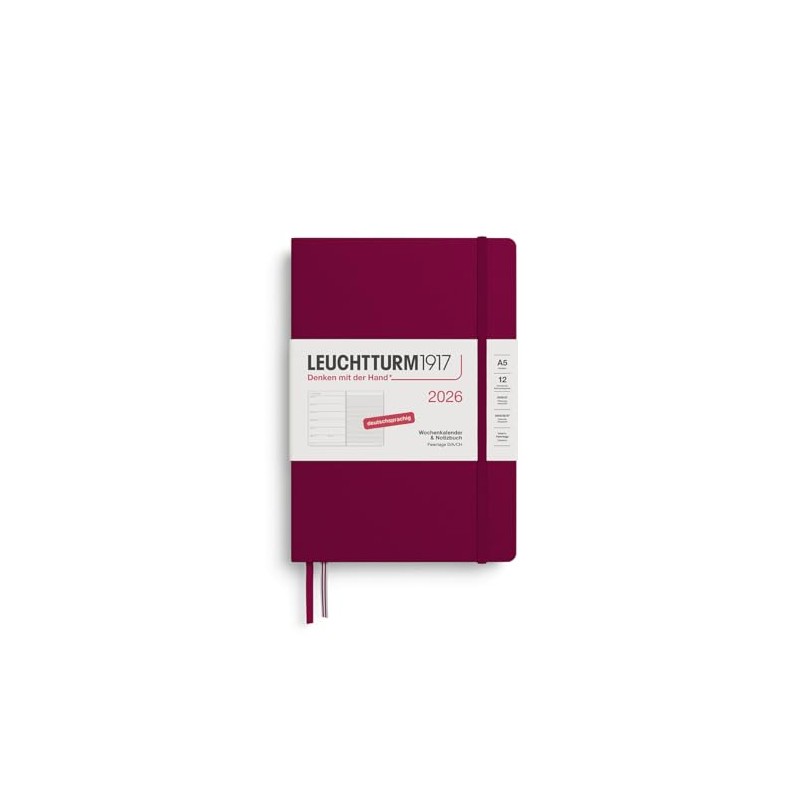 LEUCHTTURM1917 372472 Weekly Calendar & Notebook Medium (A5) 2026, 12