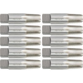 10 pcs M2 High-Speed Steel Pipe and Conduit Taps, 3/8"-18 Thread, Straight Flute, Bottoming Chamfer, 4 Flute, Bright (Uncoated) Finish
