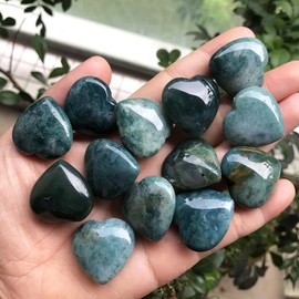 Ladeukoi Ladeukoi 5Pcs Natural Ocean Jasper Crystal Love Heart Stone, Polished Palm Pocket Stones Healing Therapy Chakra Balancing 1 Inch(25mm)