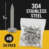 BCP Fasteners 50 Qty #8 x 1" 304 Stainless Steel