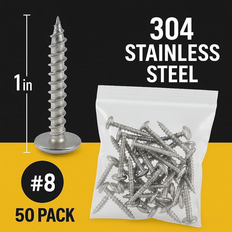 BCP Fasteners 50 Qty #8 x 1" 304 Stainless Steel