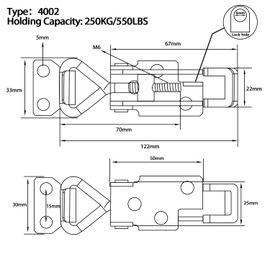 JoyTube Toggle Latch Clamp 4002 with Lock Hole, 304 Stainless Steel Adjustable Heavy Duty Pull Hasp Latches For Smoker Cabinet Tool Box Case Trunk Door, 550Lbs Holding Capacity (2 Pack)