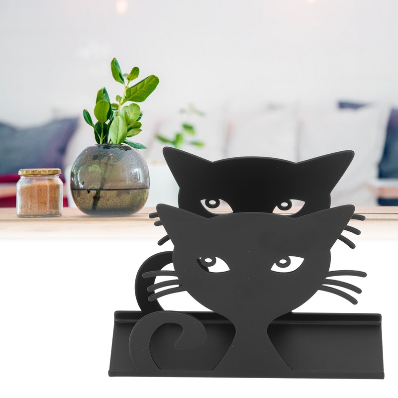 2pcs Metal Napkin Holder Innovative Hollow Out Cat Shape Paper