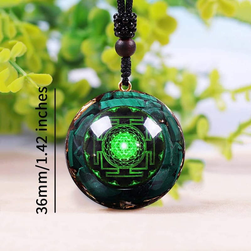 TAMHOPE Orgonite Pendant Malachite Crystal Quartz Necklace For Emf Protection