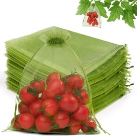 Crweety 50PCS Fruit Protection Bags 6x9 Inch, Fruit Bags for Fruit Trees, Mesh Bag for Vegetables, Fruits Netting Cover Drawstring Bag for Tomato, Mango, Garden