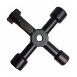 1 x 4-way multifunctional utility key, universal cross key, control cabinet key, zinc alloy, multifunctional key for control cabinets, water meter, valve