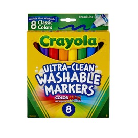Crayola Ultra-Clean Washable Markers, Broad Line, 8 Count, Assorted