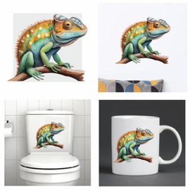 Chameleon Stickers, Reptile Mugs & Cups, Wall Decor, Covering Marks, Car Bumpers, Shower & Tile, Toilets & More, Hardwearing Peel & Stick Waterproof 0% Transparency (Reptile01)