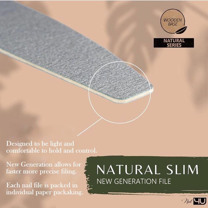 Slim Nail Files Half Moon Emery Boards for Acrylic Gel