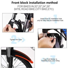 Fat-Cattie Bike Fender Set,Adjustable Road Mountain Bike Bicycle Cycling Tire Front/Rear Mud Guards Mudguard Fenders Set (Blue)
