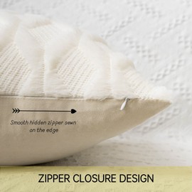 MIULEE Pack of 2 Christmas Embroidered Faux Wool Throw Pillow Covers Decorative Pillowcase Cushion Case for Couch Sofa Bedroom Car 18x18 Inch, Cream White