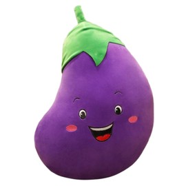 Plush Toy Aubergine Cuddly Toy Vegetable Plush Dolls, Cartoon Plant Smile Cute Cushion Dolls Stuffed Animals for Playing and Cuddling for Girls Boys (30 cm, Aubergine)