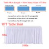 Partisky White Polyester Table Skirt for Rectangle Tables 9f, Wrinkle