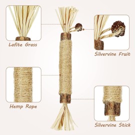 Mumoo Bear Catnip Toys 4 Pack Silvervine Chew Stick for Indoor Cats, Natural Cat nips Interactive Kitten Teething Dental Toy