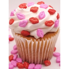 NCS Red and Pink Lips Edible Candy Sprinkles, 8 ounces - Great for Cupcakes, Cookies, Cakes, Cakes Pops, Donuts
