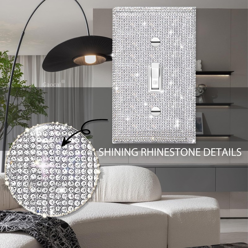 Gaocai Shiny Silver Rhinestones Wall Plates Light Switch Cover Plate