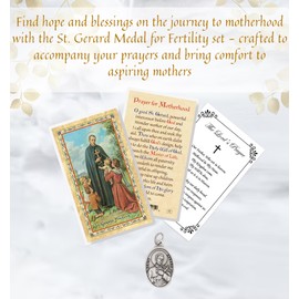 St Gerard Medal For Fertility - Laminated St Gerard Prayer Card, The Lord's Prayer Card - Small St Gerard Medal For Pregnancy, Mothers, Women - St Gerard Majella Medal, Catholic Cards Set -3 Items