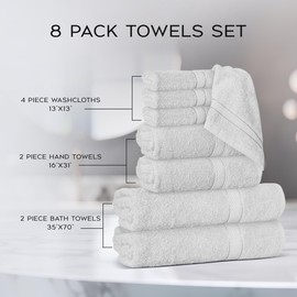 Casabella Luxury 100% Egyptian Cotton Towel Bale - 8 Pieces - 550 Gsm Xlarge Sizes_White_4 Pieces Set