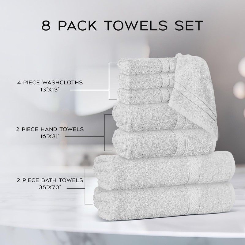 Casabella Luxury 100% Egyptian Cotton Towel Bale - 8 Pieces