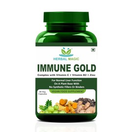 Herbal Magic Immune Gold – Vegan Food Supplement with Herbal Blend for Immune Support & Wellness, 60 Capsules, Non-GMO