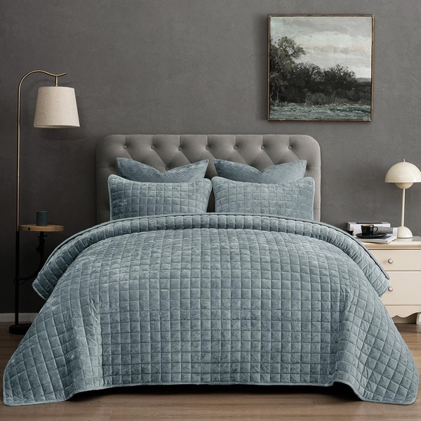 PHF Luxurious Velvet Quilt Set King Size -3PCS Super Soft