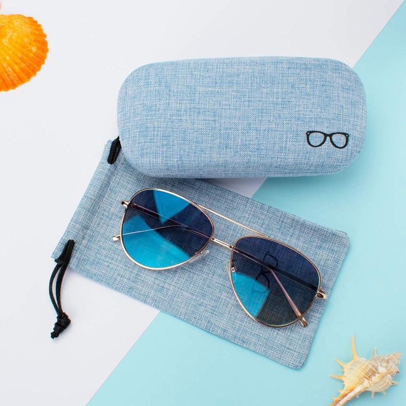 Vemiss Hard Shell Eyeglasses Cases, Linen Fabrics Protector Sunglasses Case,