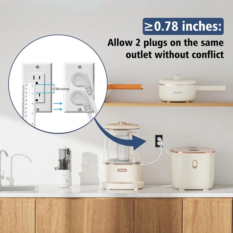 1875W Short Extension Cord,15A Flat Plug Heavy Duty Extension Cord,