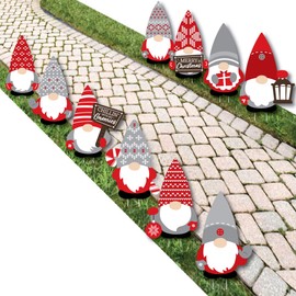 Big Dot of Happiness Christmas Gnomes - Lawn Decorations - Outdoor Holiday Party Yard Decorations - 10 Piece