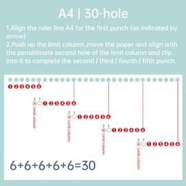 KW-Trio 6-Hole Paper Punch Handheld Puncher Support Multiple 20/26/30 Hole Punching 5.5mm Aperture for A4 A5 B5 Notebook Scrapbook Diary Planner Calendars Agenda Greeting Card DIY Office Home