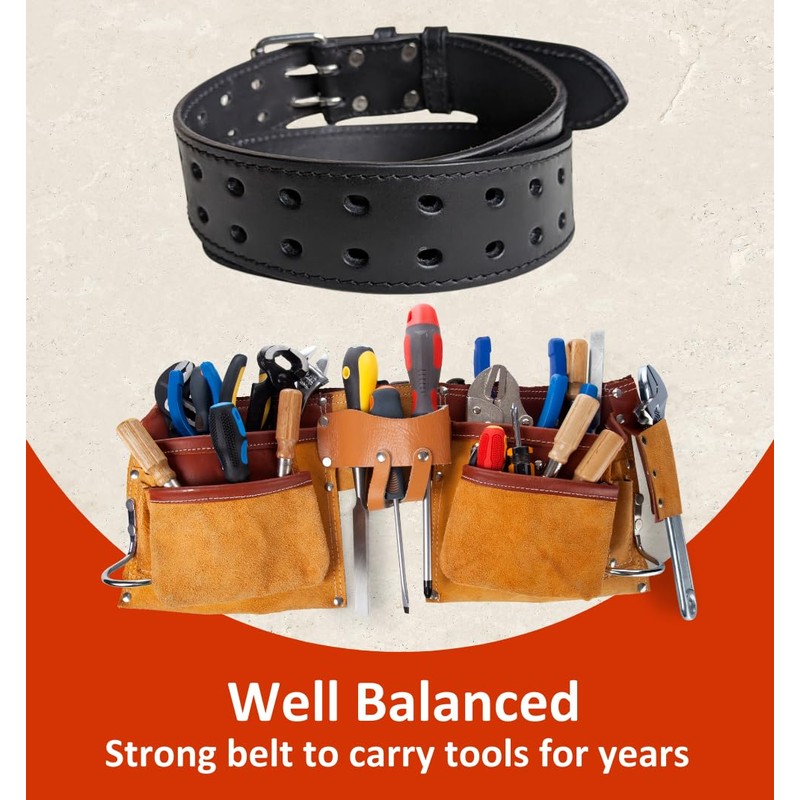 Leatherow 2 Inch Wide Premium Leather Tool Belt for Men