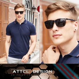 ATTCL Men's Driving Classic Polarized Sunglasses Al-Mg Metal Frame Ultra Light black