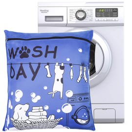 olyee Pet Laundry Bag 70 * 80cm for Washing Machine Petwear Wash Bag, Keep Your Washing Machine Free from Hair-Ideal for Dogs,Cats,Hamsters,Horses's Towels,Blankets,Toys(Blue)