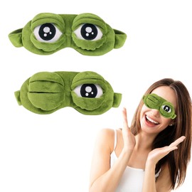 VARKAGE Pack of 2 3D Frog Eye Mask, Sleeping Mask, Blindfold, Lint, Cartoon, Frog, Sleeping, Funny Novelty Eye Cover, Sleeping Mask Children, Sleeping Mask, Funny Gifts, Sleeping Mask, Green