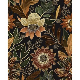 Laatse Boho Wallpaper Peel and Stick Dark Floral Wallpaper for Cabinet Vintage Contact Paper Waterproof Self Adhesive Removable Modern Wall Paper for Bedroom Stair Bathroom 17.5in x393in