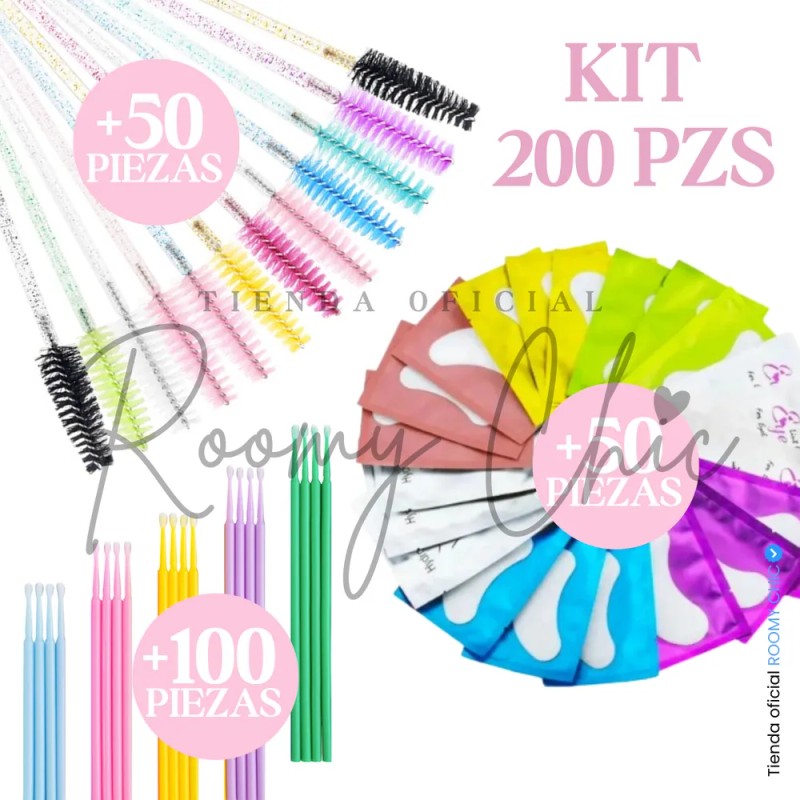50 Pares Parches 50 Cepillos Glitter 100 Microbrush Pestañas