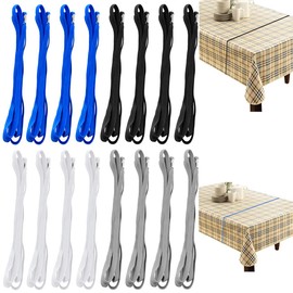 16 Pack Table Bungees, 4 Colors Tablecloth Strap Elastic Band Shock Absorbent Tablecloth Clamps Grips Clips Cord to Hold Down Table Cloth for Outdoor Tables Kitchen Picnic Camping Wedding Party